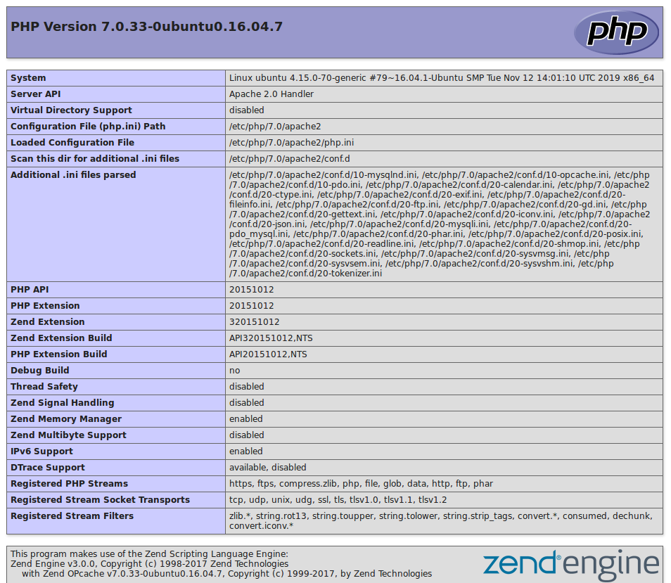 php info page